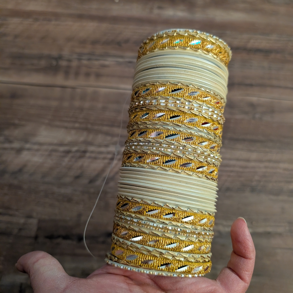Bangles, Indian, Bollywood style, goldish 45 count Bracelets 2.5inches diameter